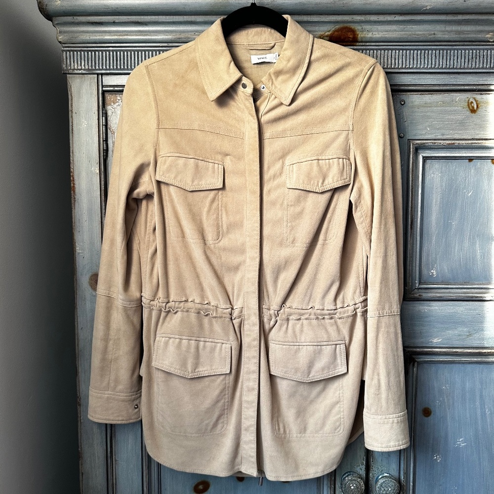 Vince Beige Suede Parka Utility Jacket Size XS